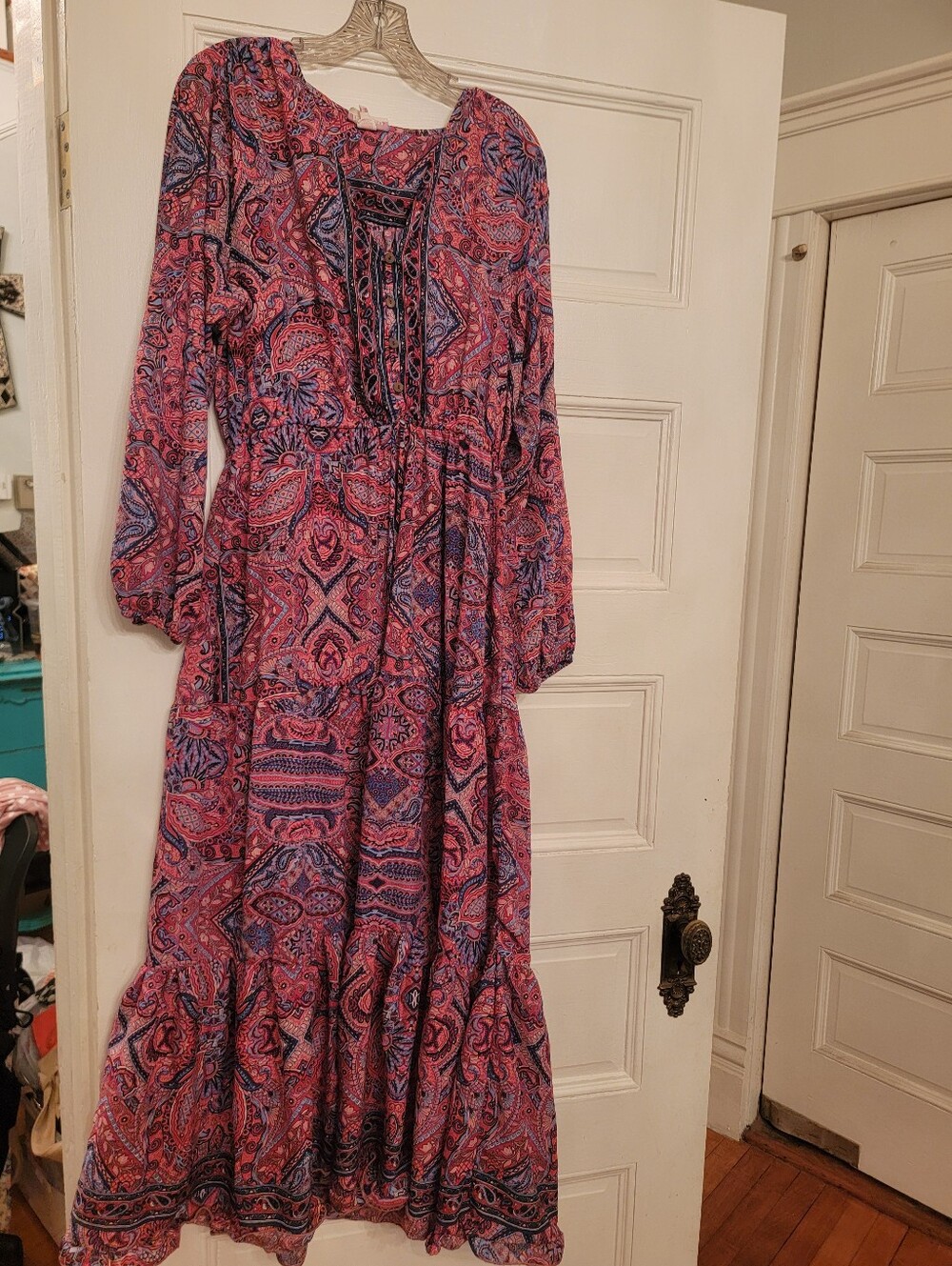 Boho Pink Paisley Maxi Dress  XL